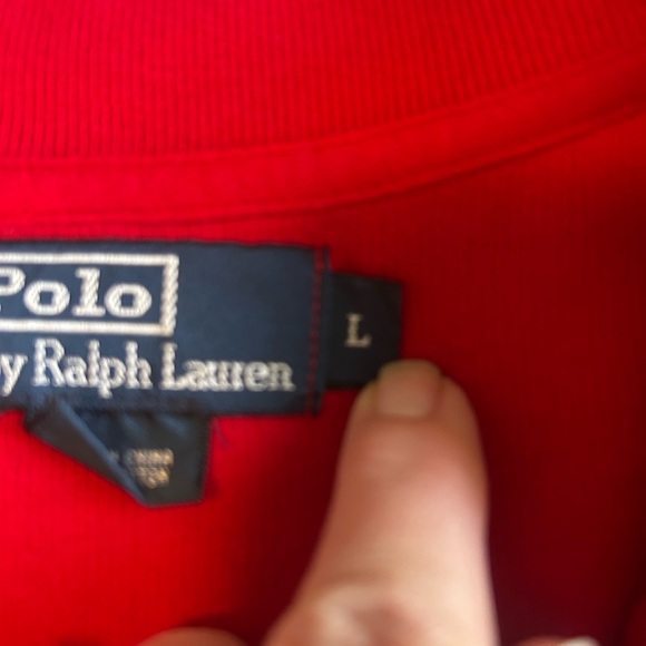 Vintage Polo by Ralph Lauren Red Zip Up Sweater with High Collar - Picture 4 of 7